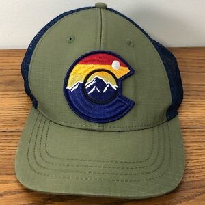 Olive Green Trucker Hat with Mountain Patch